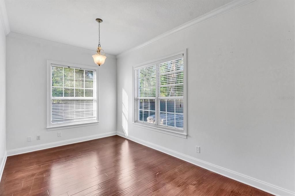 Empty room, Interior, Pendant Lights, Wood Texture Flooring