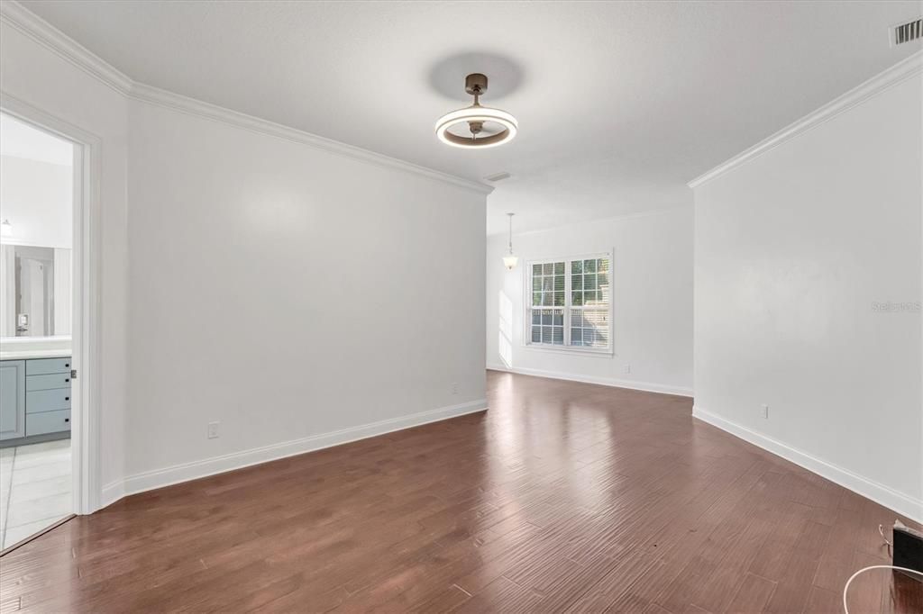 Empty room, Interior, Pendant Lights, Wood Texture Flooring