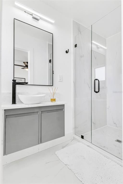 Bathroom, Glass Shower, Interior, Marble Walls
