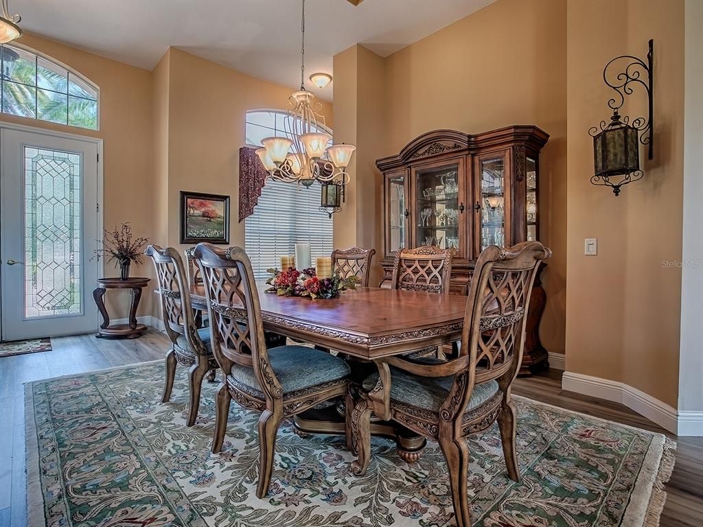 Chandelier, Dining room, Interior, Wood Texture Flooring
