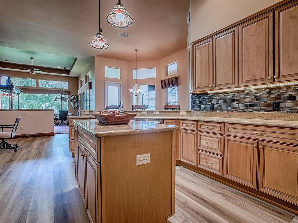 Interior, Kitchen, Pendant Lights, Wood Texture Flooring