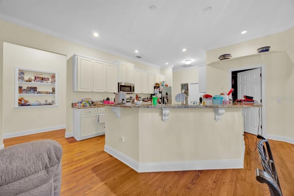 Interior, Kitchen, Recessed Lighting, Wood Texture Flooring