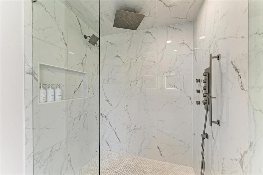 Bathroom, Glass Shower, Interior, Marble Walls