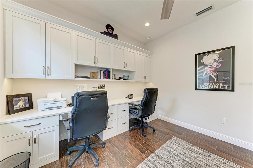 Home Office, Interior, Recessed Lighting, Wood Texture Flooring
