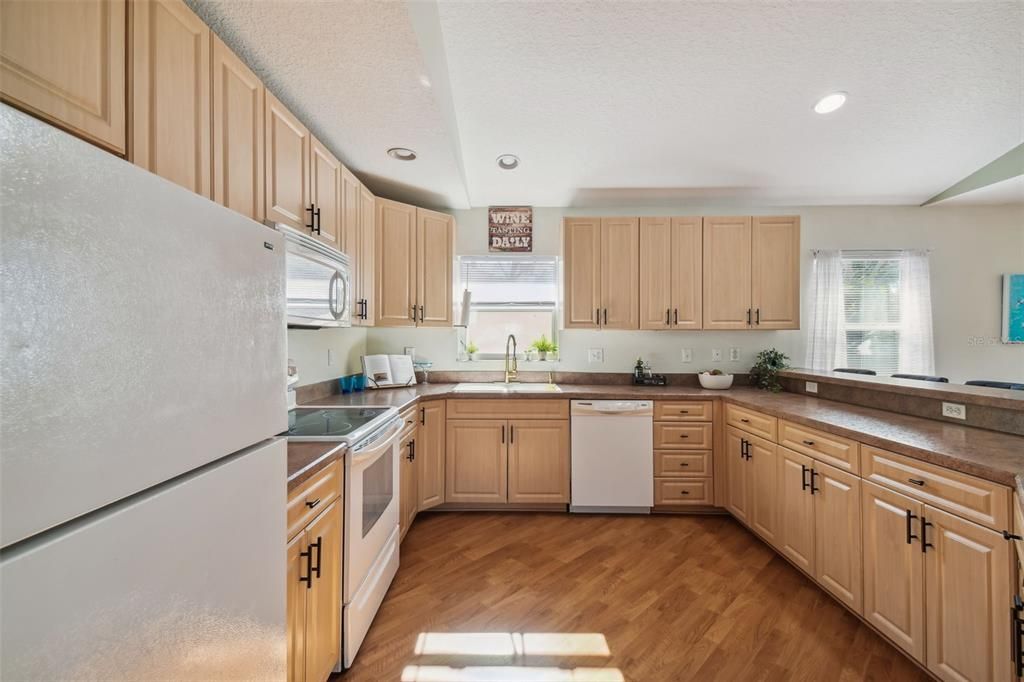 Interior, Kitchen, Recessed Lighting, Wood Texture Flooring
