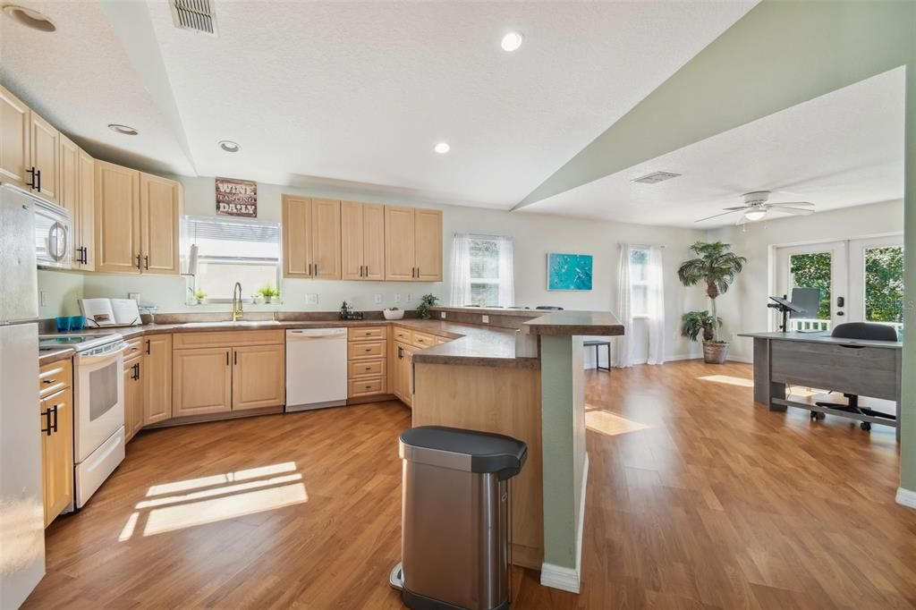 Interior, Kitchen, Recessed Lighting, Wood Texture Flooring