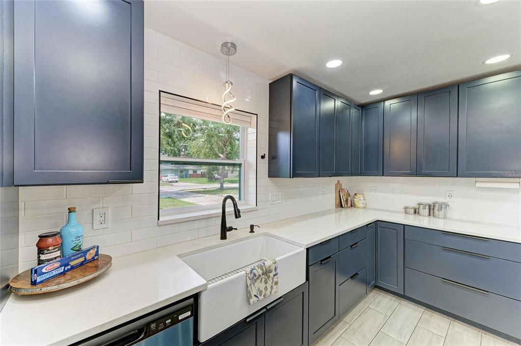 Interior, Kitchen, Pendant Lights, Recessed Lighting, Wood Texture Flooring