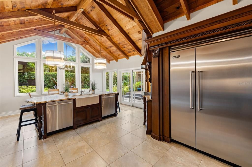 Interior, Kitchen, Pendant Lights, Stainless Steel Appliances, Wooden Beams, Wooden Ceilings