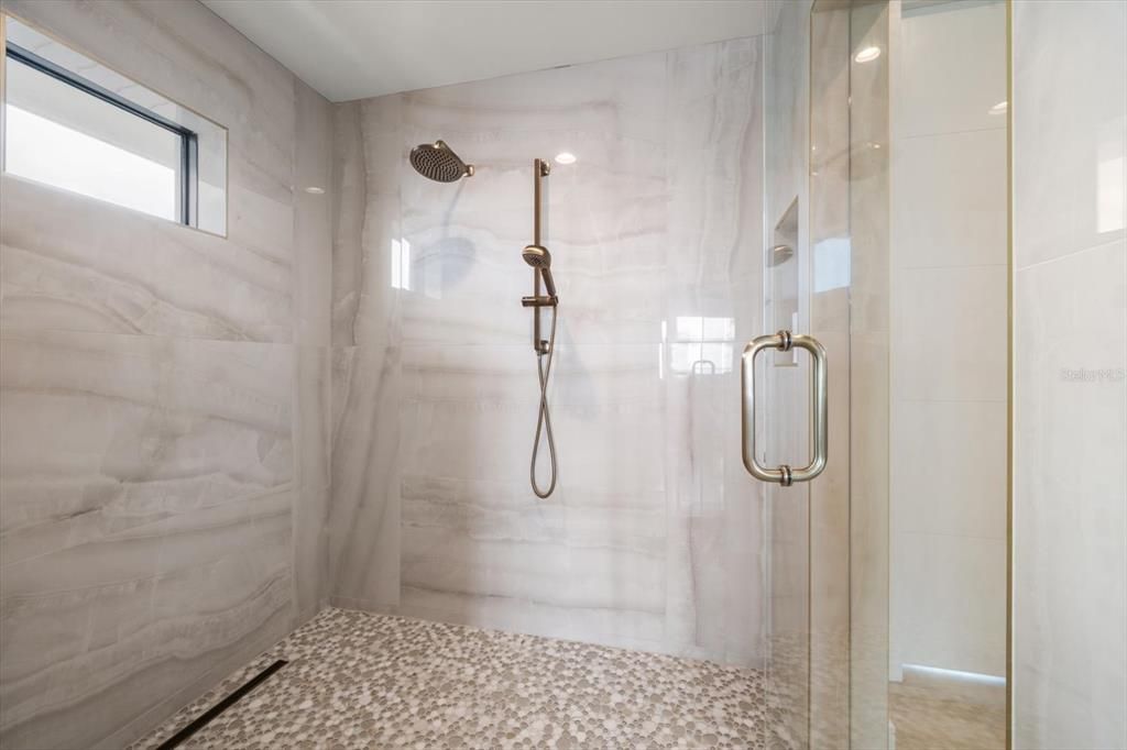 Bathroom, Glass Shower, Interior, Marble Walls