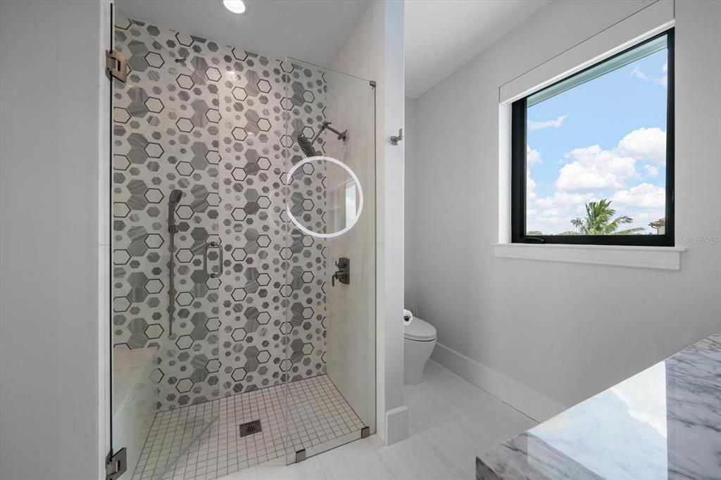 Bathroom, Glass Shower, Interior, Recessed Lighting