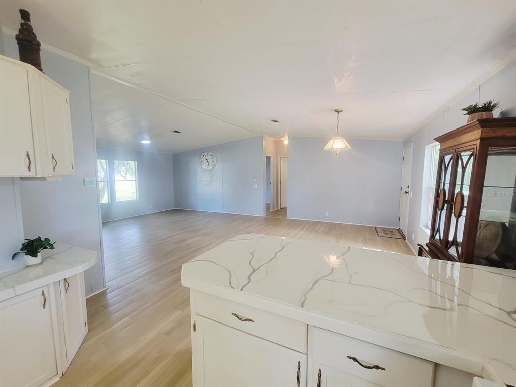 Interior, Kitchen, Pendant Lights, Recessed Lighting, Wood Texture Flooring