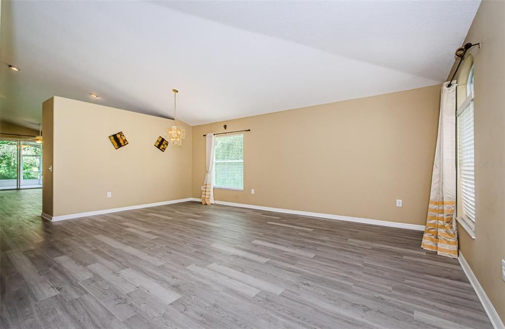Empty room, Interior, Pendant Lights, Wood Texture Flooring