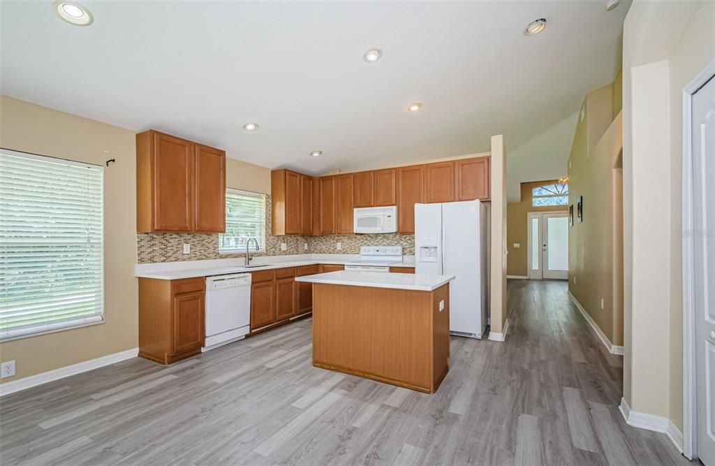 Interior, Kitchen, Recessed Lighting, Wood Texture Flooring