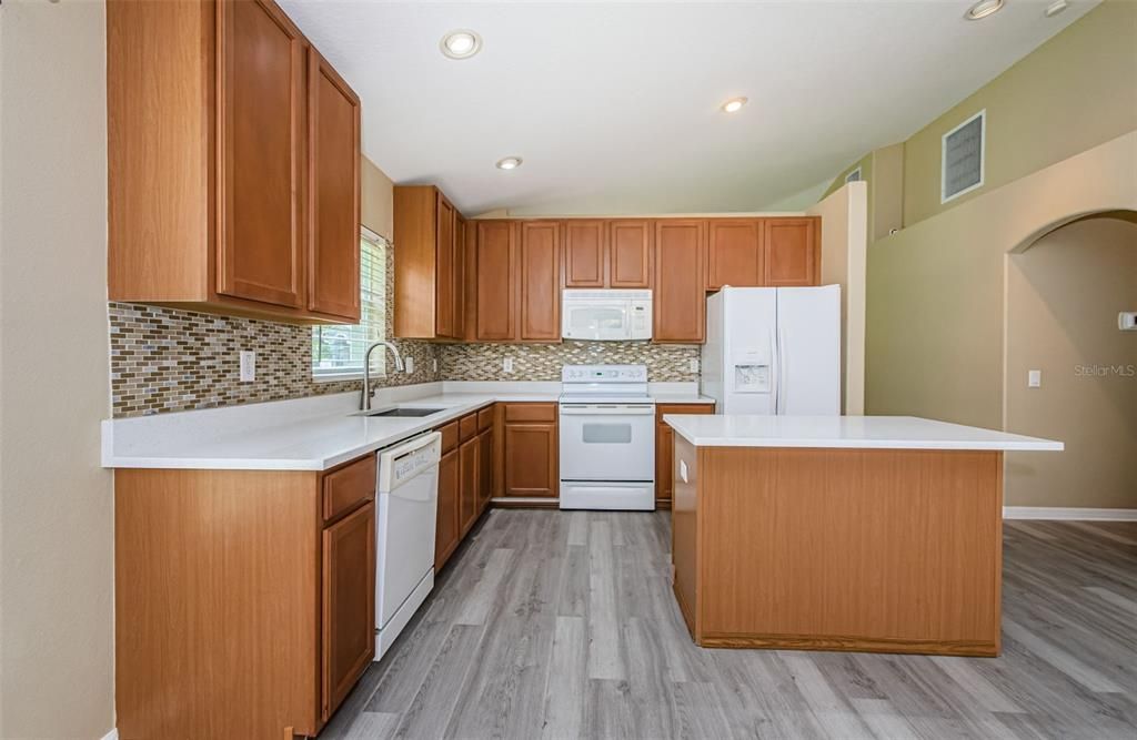Interior, Kitchen, Recessed Lighting, Wood Texture Flooring