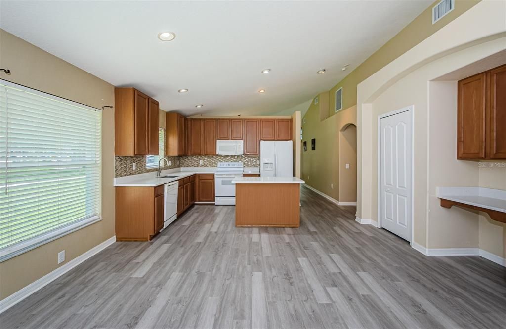 Interior, Kitchen, Recessed Lighting, Wood Texture Flooring