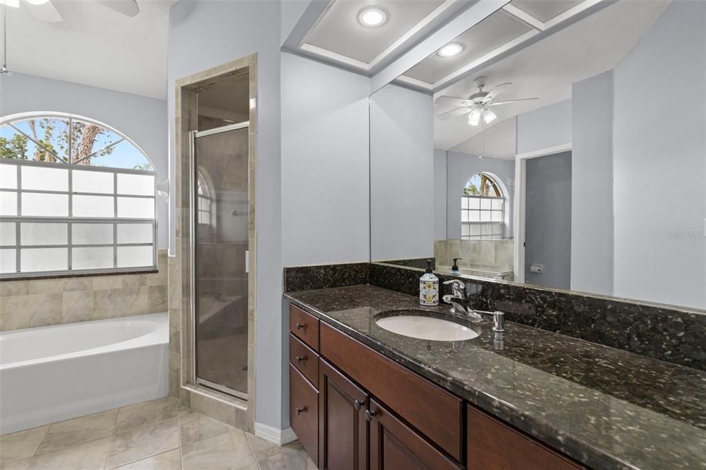 Bathroom, Dual Sink Vanities, Glass Shower, Interior, Recessed Lighting
