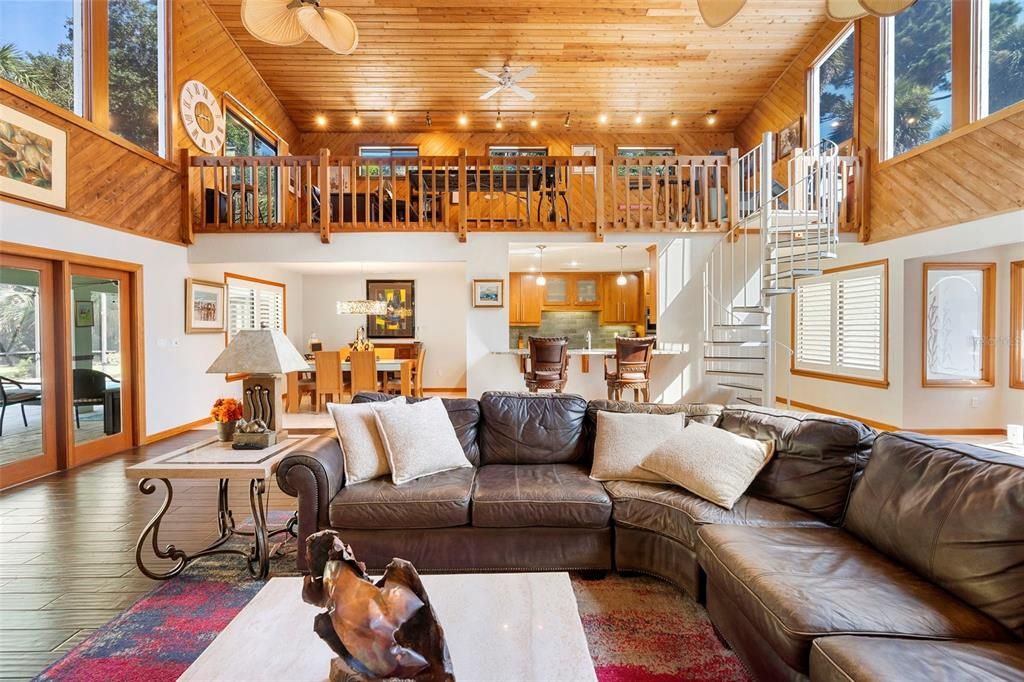 Interior, Kitchen, Living room, Pendant Lights, Wooden Beams, Wooden Ceilings, Wood Texture Flooring
