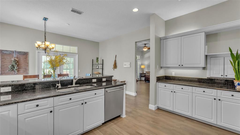 Chandelier, Interior, Kitchen, Recessed Lighting, Wood Texture Flooring