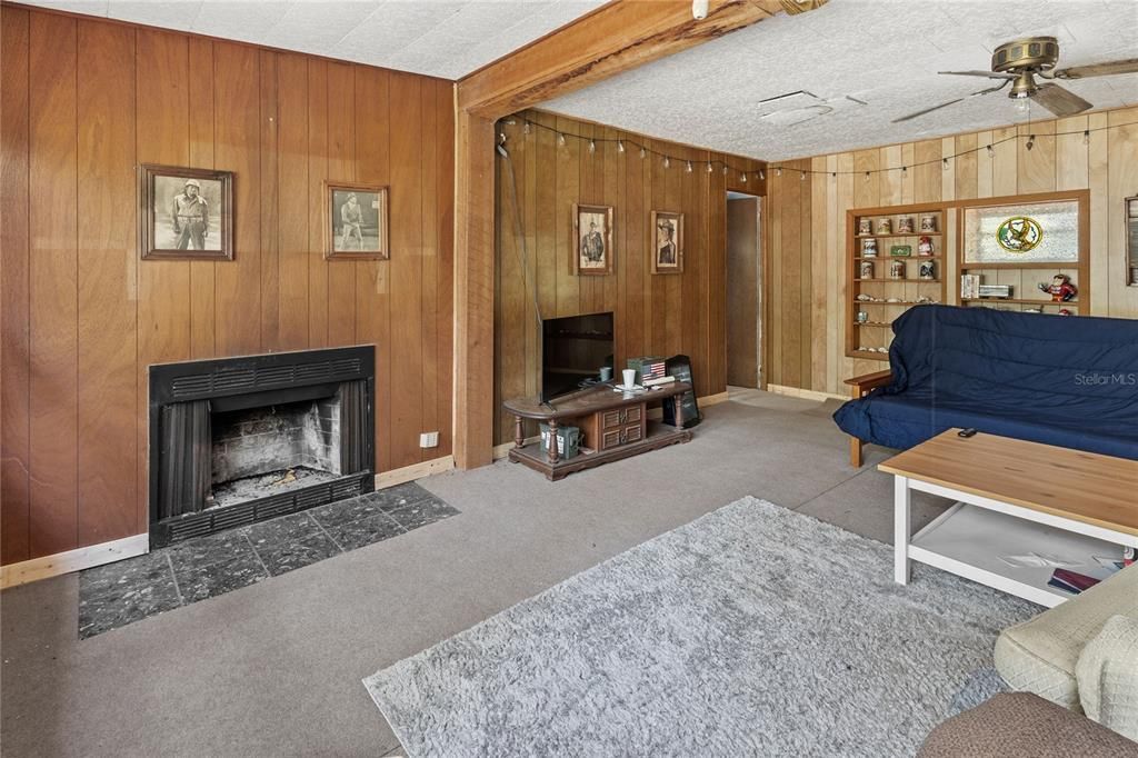 Fireplace, Interior, Wooden Walls