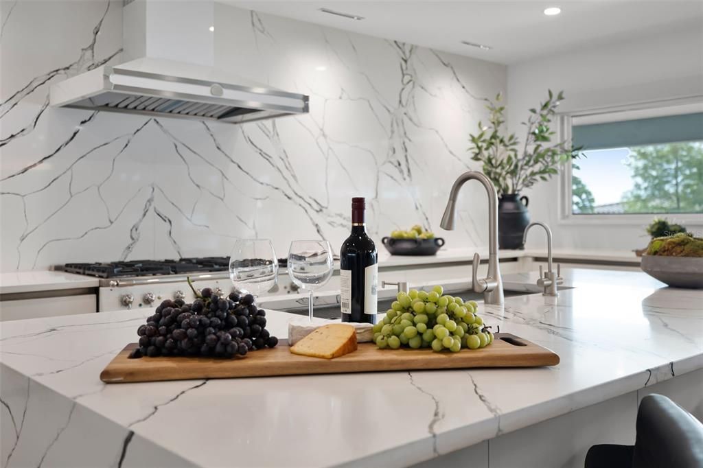 Interior, Kitchen, Marble Walls, Recessed Lighting