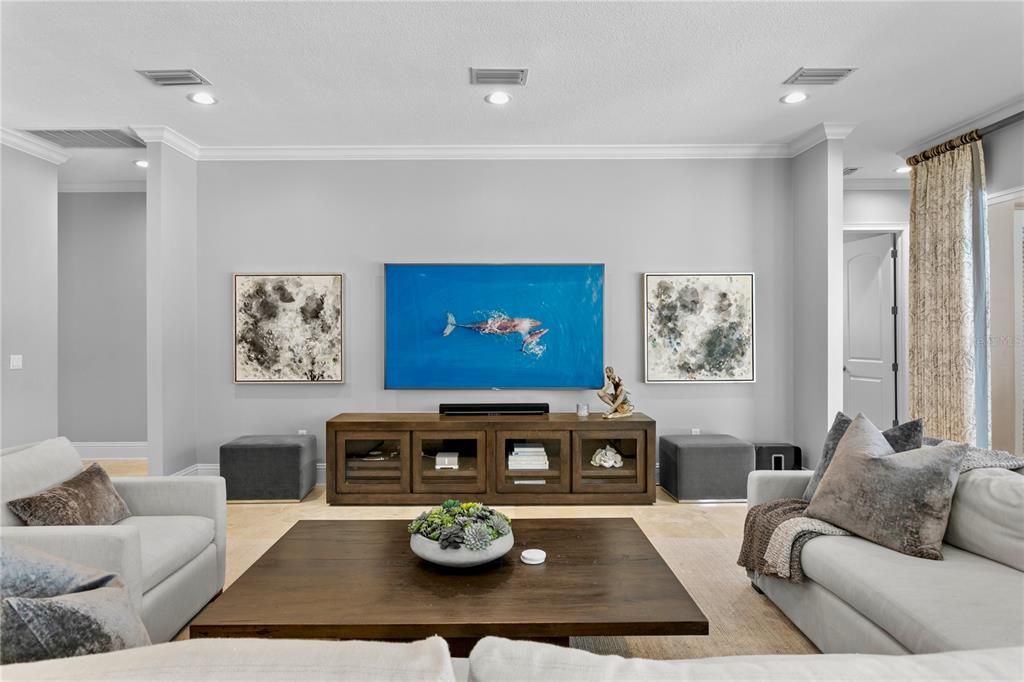 Interior, Living room, Recessed Lighting, Wood Texture Flooring