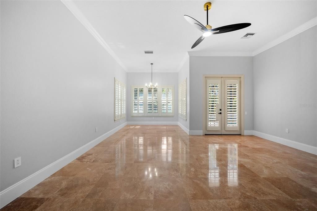 Chandelier, Empty room, Interior