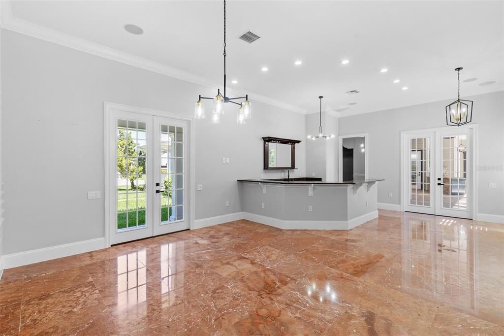 Empty room, Interior, Pendant Lights, Recessed Lighting