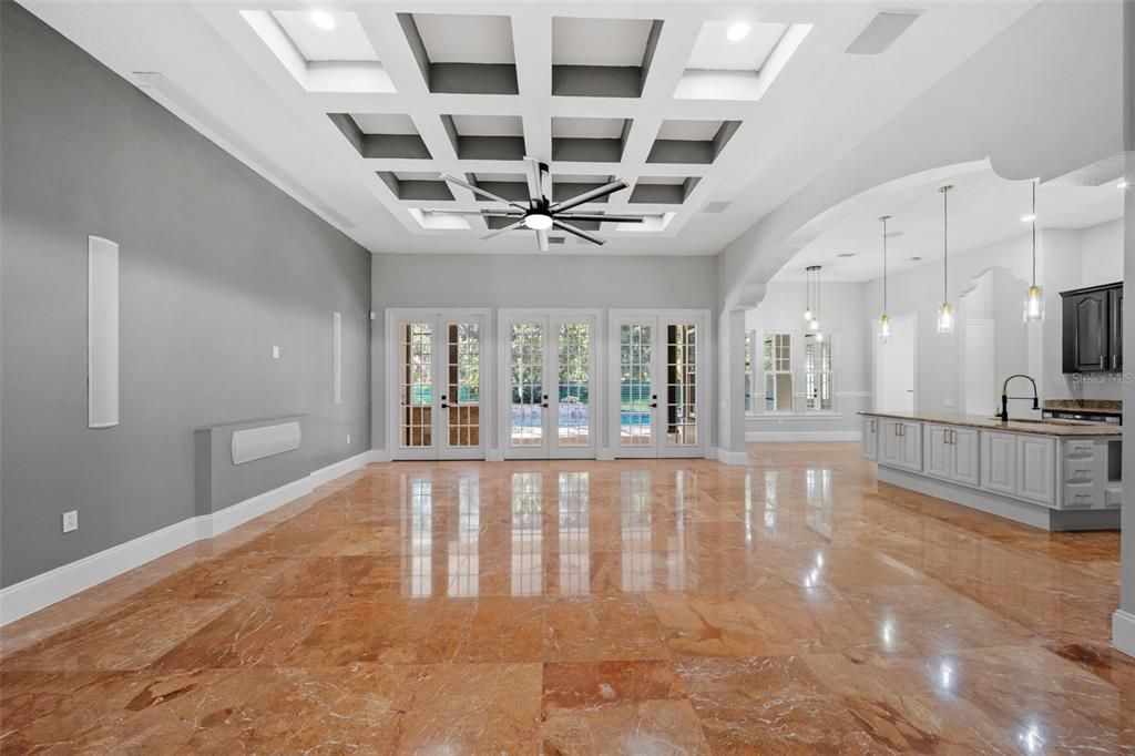 Empty room, Interior, Pendant Lights, Recessed Lighting
