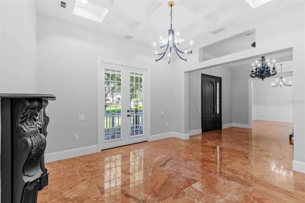 Chandelier, Empty room, Interior