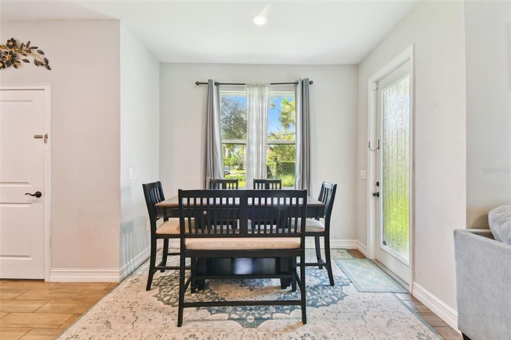 Dining room, Interior, Recessed Lighting, Wood Texture Flooring