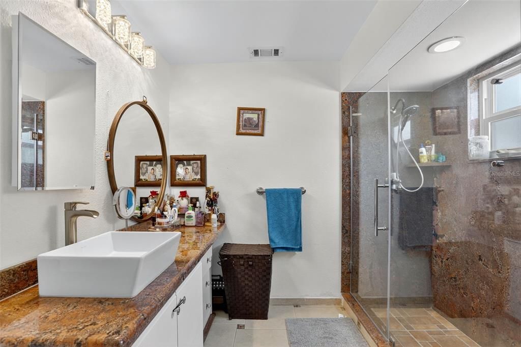 Bathroom, Glass Shower, Interior, Recessed Lighting