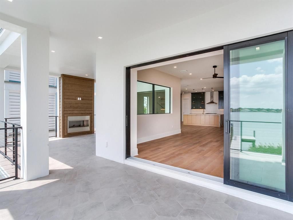 Empty room, Interior, Kitchen, Recessed Lighting, Wood Texture Flooring, Wooden Walls