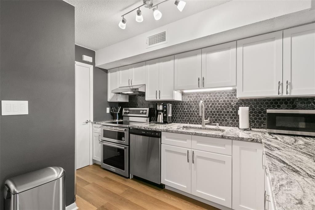 Interior, Kitchen, Stainless Steel Appliances, Wood Texture Flooring