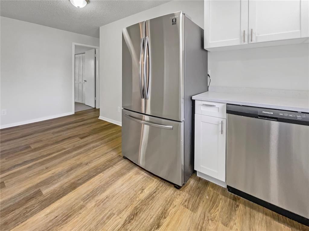 Interior, Kitchen, Stainless Steel Appliances, Wood Texture Flooring