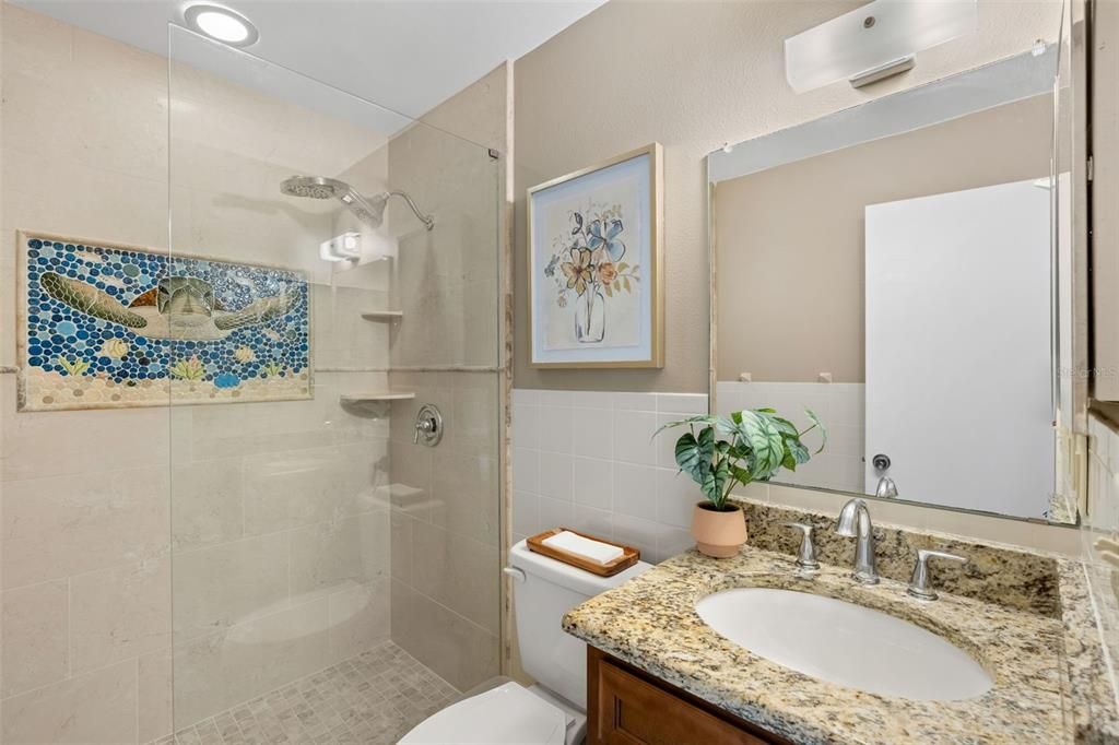 Bathroom, Glass Shower, Interior, Recessed Lighting
