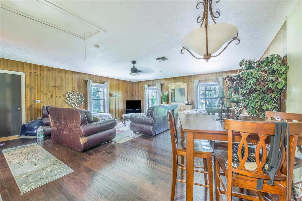 Dining room, Interior, Living room, Wood Texture Flooring, Wooden Walls