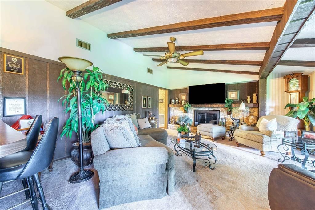 Fireplace, Interior, Living room, Wooden Beams