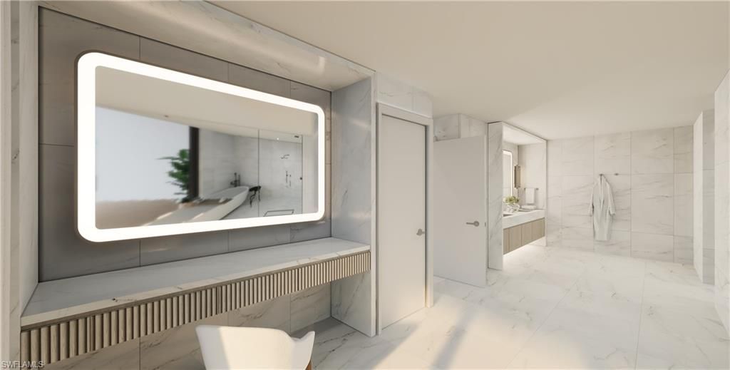 Bathroom, Free Standing Baths, Glass Shower, Interior, Marble, Marble Walls