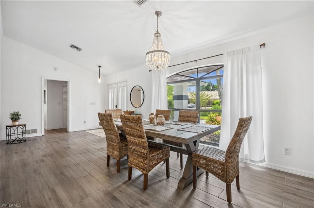 Chandelier, Dining room, Interior, Pendant Lights, Wood Texture Flooring
