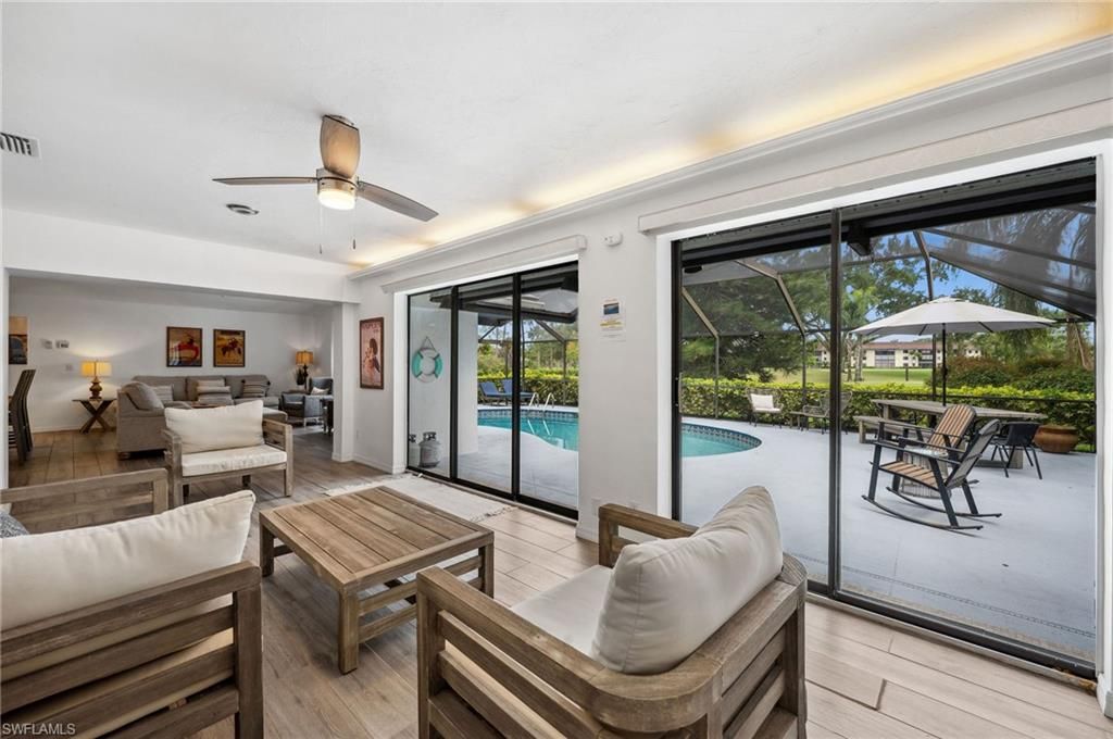 Glass Ceilings, Interior, Living room, Pool, Sun Room, Wood Texture Flooring