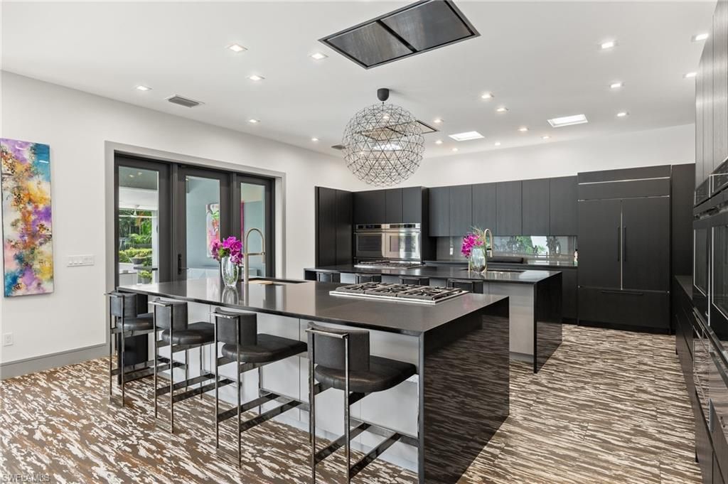 Chandelier, Interior, Kitchen, Recessed Lighting, Stainless Steel Appliances