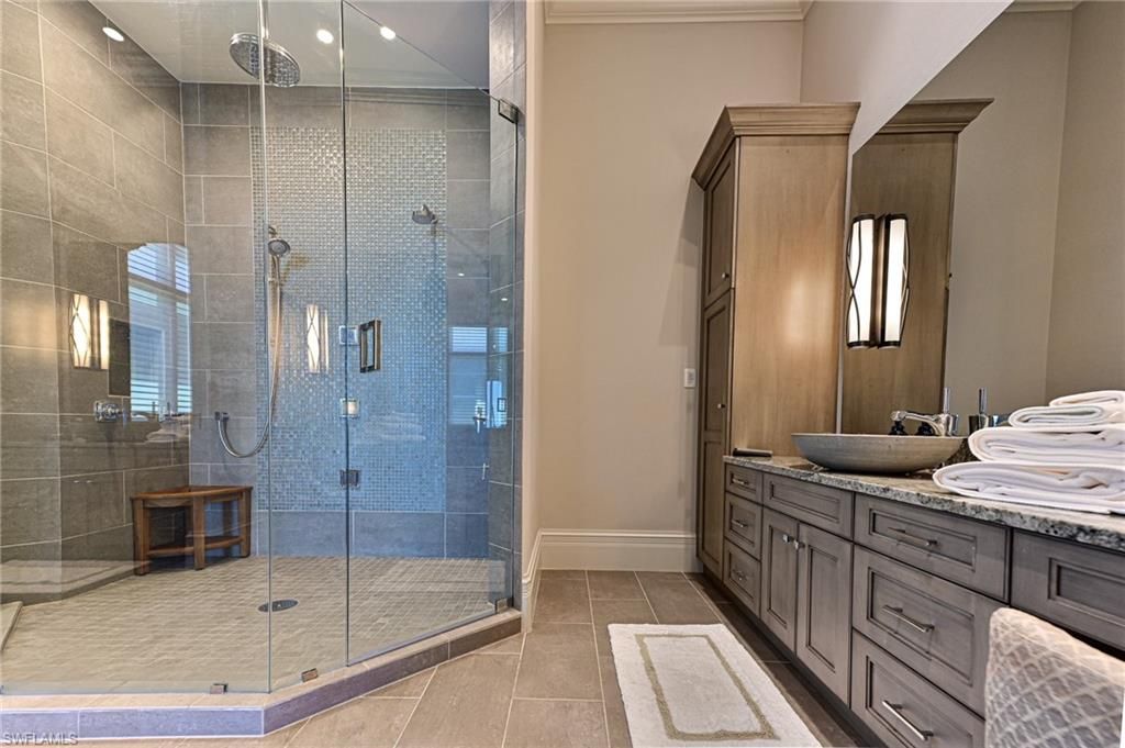 Bathroom, Dual Sink Vanities, Glass Shower, Interior, Recessed Lighting