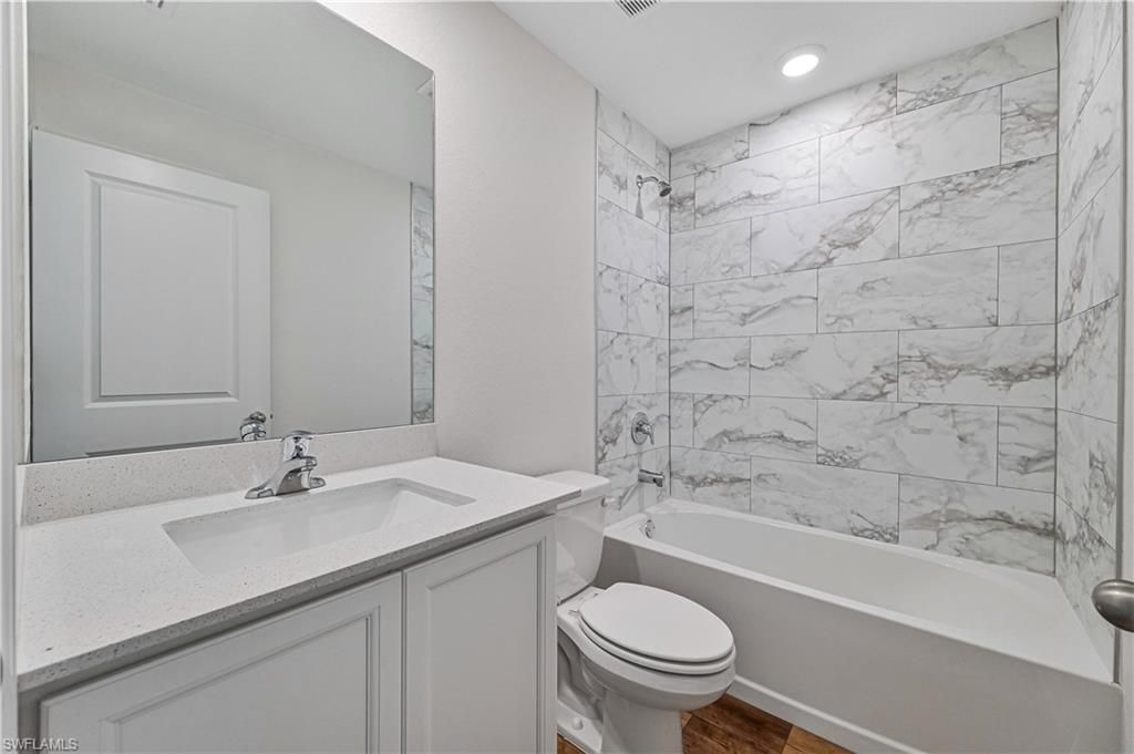 Bathroom, Interior, Marble Walls, Recessed Lighting, Wood Texture Flooring