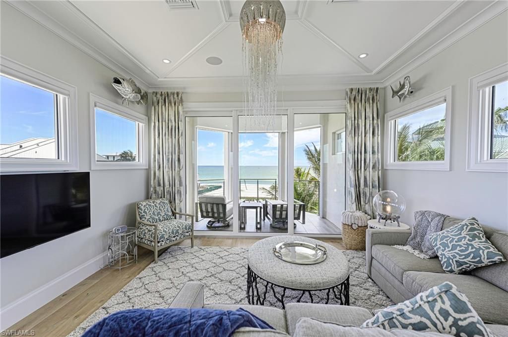 Chandelier, Interior, Living room, Recessed Lighting, Water, Wood Texture Flooring