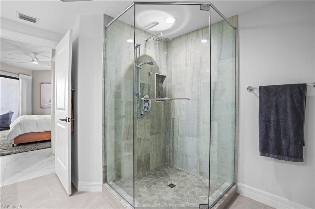 Bathroom, Bedroom, Glass Shower, Interior, Marble, Recessed Lighting
