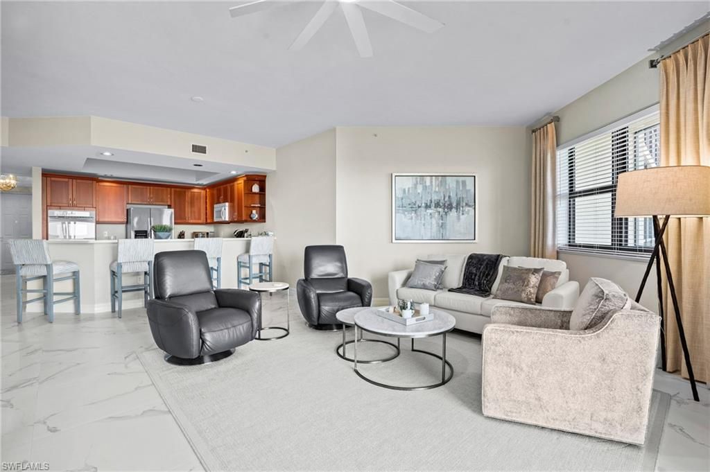 Interior, Kitchen, Living room, Marble, Recessed Lighting, Stainless Steel Appliances