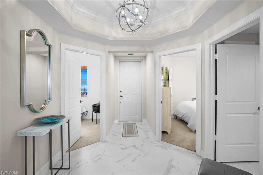 Bedroom, Interior, Marble, Pendant Lights