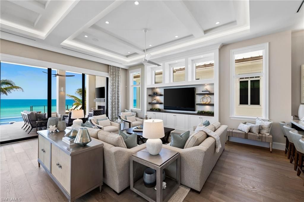 Interior, Living room, Recessed Lighting, Water, Wood Texture Flooring