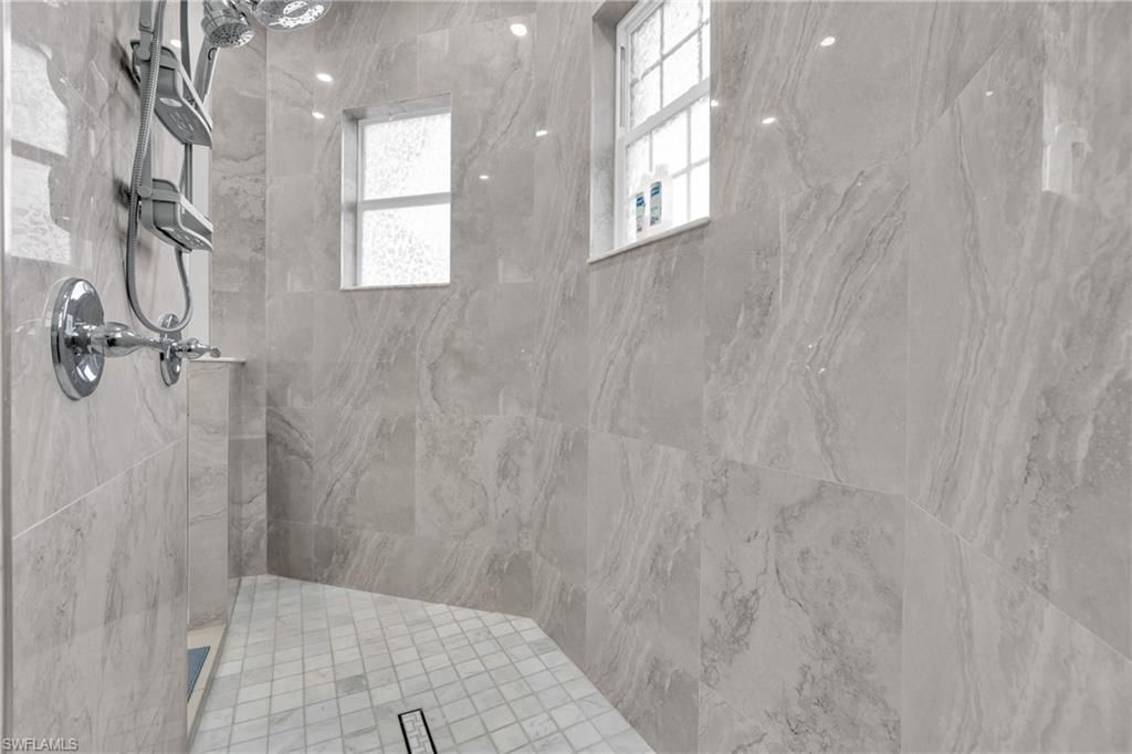 Bathroom, Interior, Marble Walls, Recessed Lighting