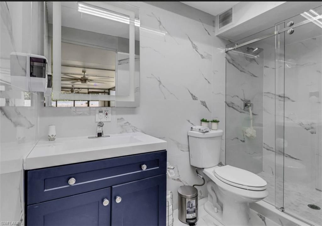 Bathroom, Glass Shower, Interior, Marble Walls